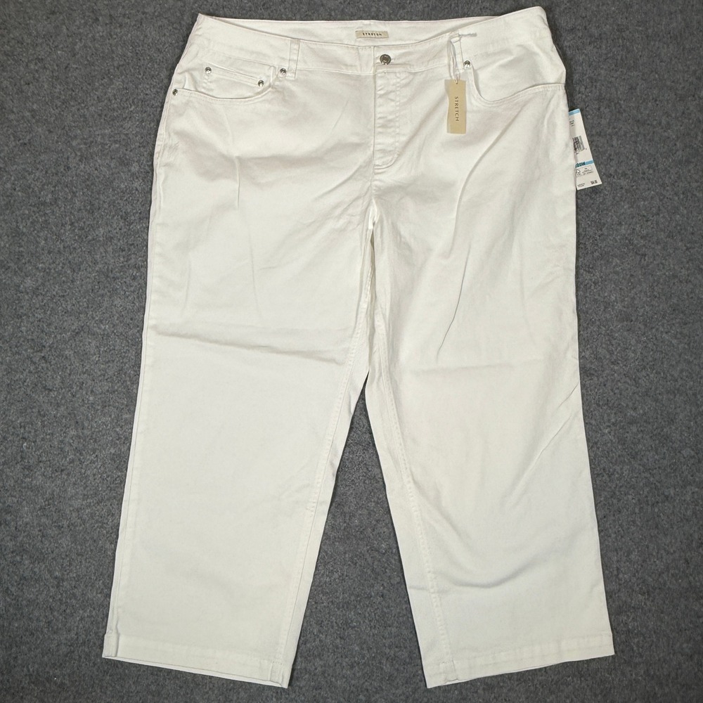 Jones New York Sport Woman White Stretch Cropped Pants Plus Size 20W New